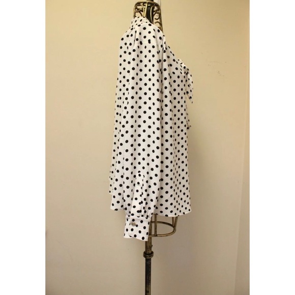 Baacal Polka Dot Tie Neck Bow Long Sleeve Blouse - Picture 2 of 4